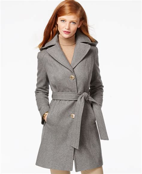 michael kors grey wool coat|michael kors ladies padded coats.